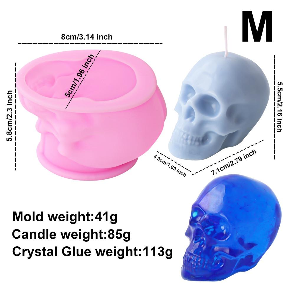 3D Skull Head Candle Silicone Mold DIY Horror Theme Epoxy Resin Craft Skeleton Shape Festive Halloween Decorations Creative Gift