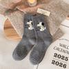 Female Autumn and Winter Thickened Warm Cartoon Cute Dog Wool Tube Pile Socks