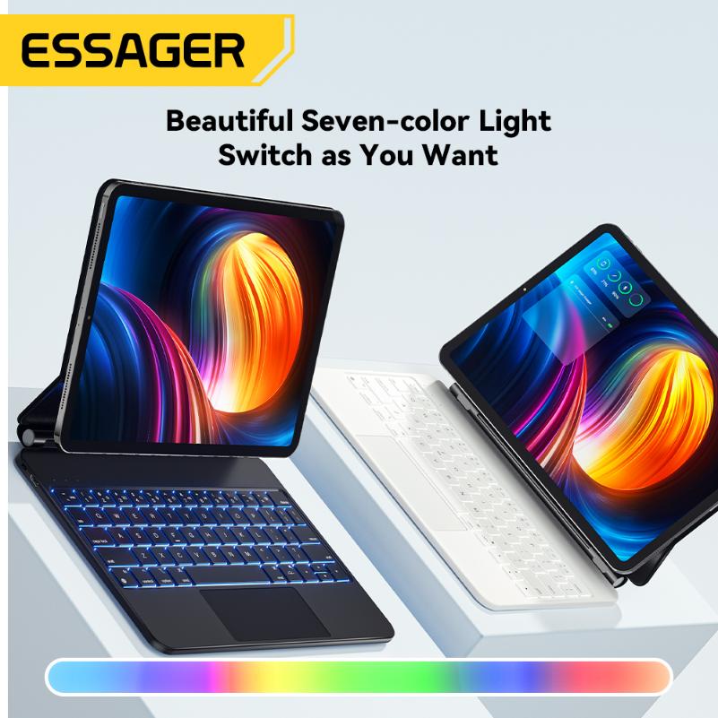 Essager Mini Intelligent Bluetooth Keyboards Anti Fingerprint Portable RGB IPad Wireless Keyboard for Tablet Computer IPad Pro
