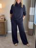 2025 Herbst/Winter Damen Unifarbener Kapuzenpullover mit hohem Kragen & Top Zweiteiliges Set - Lässig und Stilvoll