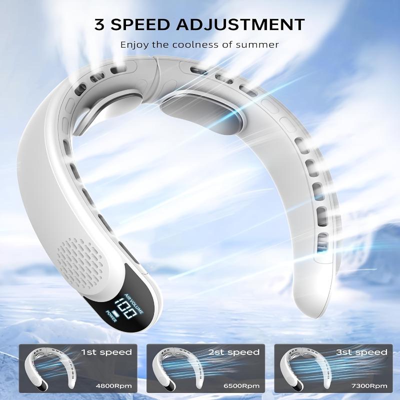 Bladeless Nackenventilator 4 Turbo Tragbarer Nackenventilator 4000 mAh Akku USB Wiederaufladbar Persönlicher Ventilator 3 Geschwindigkeiten 360° Kühlender Luftstrom LED Tragbarer Ventilator
