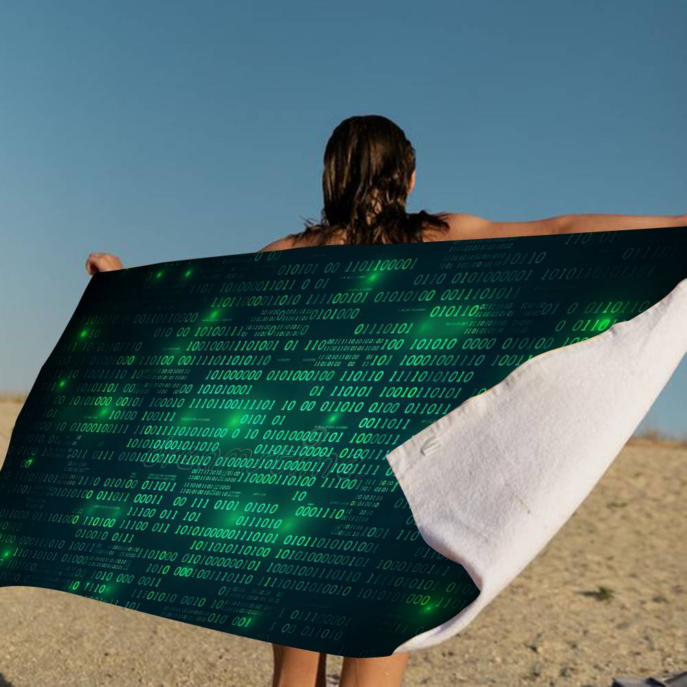 Binary Code The Matrix Program Chart Game Microfiber Blanket Quick Drying Beach Towels Oversized Printing Super Absorbent Pool