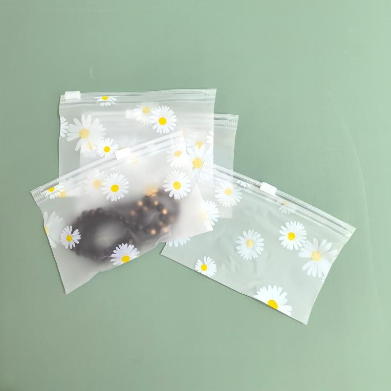 50/100Pcs Print Frosted Zipper Bags Transparent Plastic Storage Pouch Reusable Seal Bag For Jewelry Cosmetic Stationery