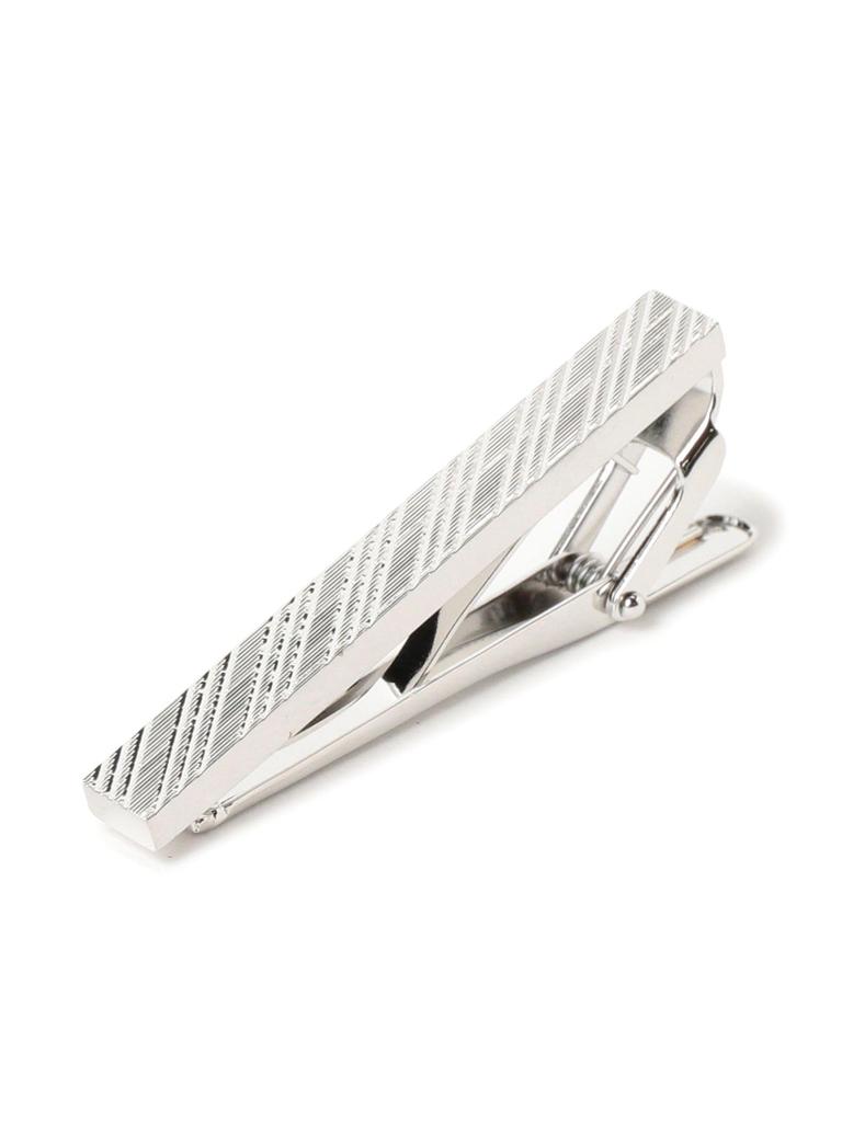 B:MING LIFE STORE by BEAMS Men's Silver Striped Tie Bar, One Size