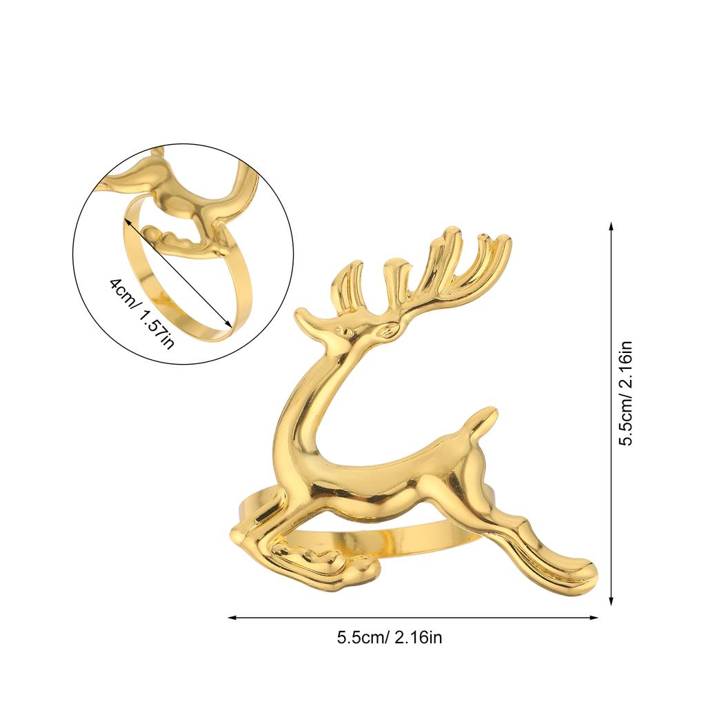 6Pcs Christmas Napkin Buckles Reindeer Design Festive Napkin Holders for Dinner Table Setting Seasonal Celebration Decor