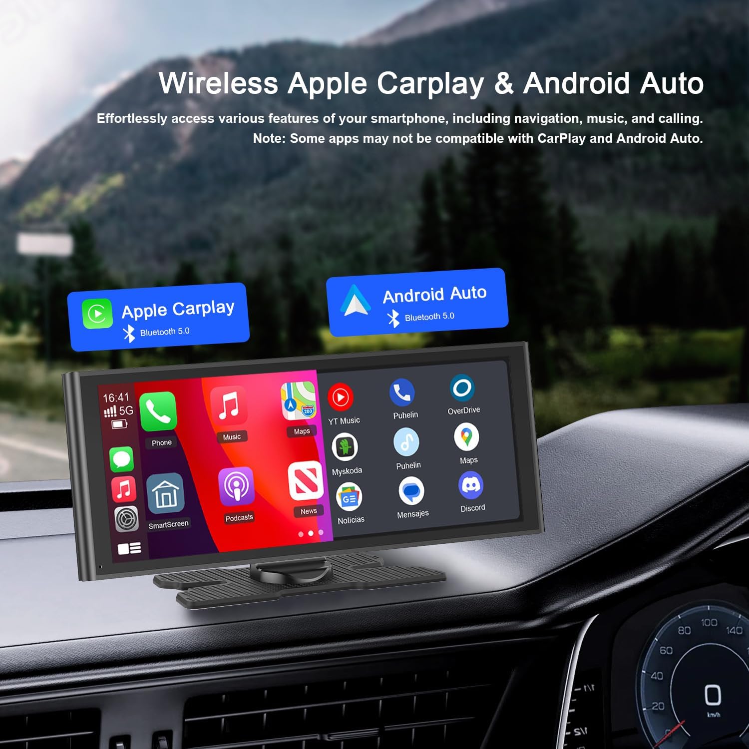 

Carplay Android Auto Screen with Backup Camera, Wireless Touchscreen GPS Navigation, Bluetooth, AUX/FM, MirrorLink United States