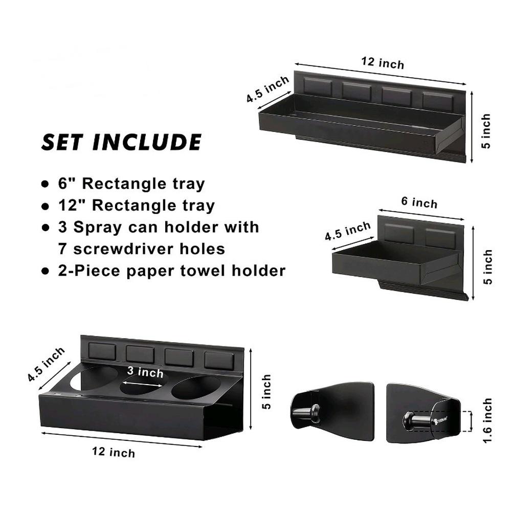 Garage Organizer Color As Shown Magnetic Tool Tray Paper Towel Holder Included Anti-scuff Support Pivot Point Design