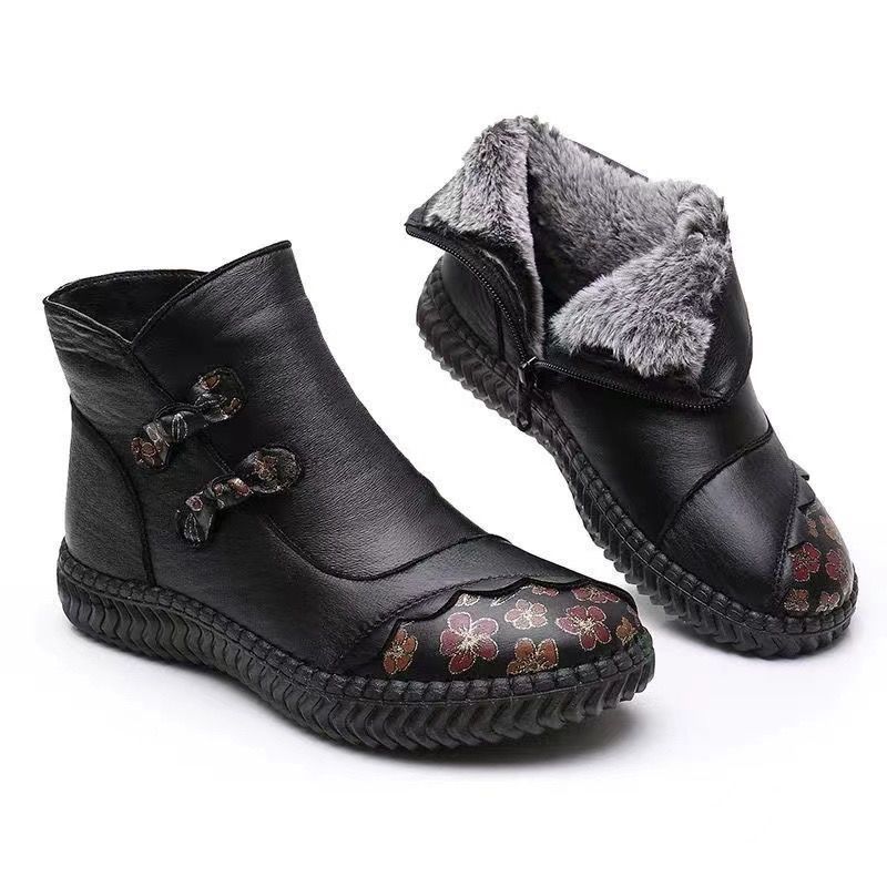 New cotton boots women's winter velvet warm middle-aged and elderly mother shoes new non-slip waterproof soft sole elderly cotton shoes tide