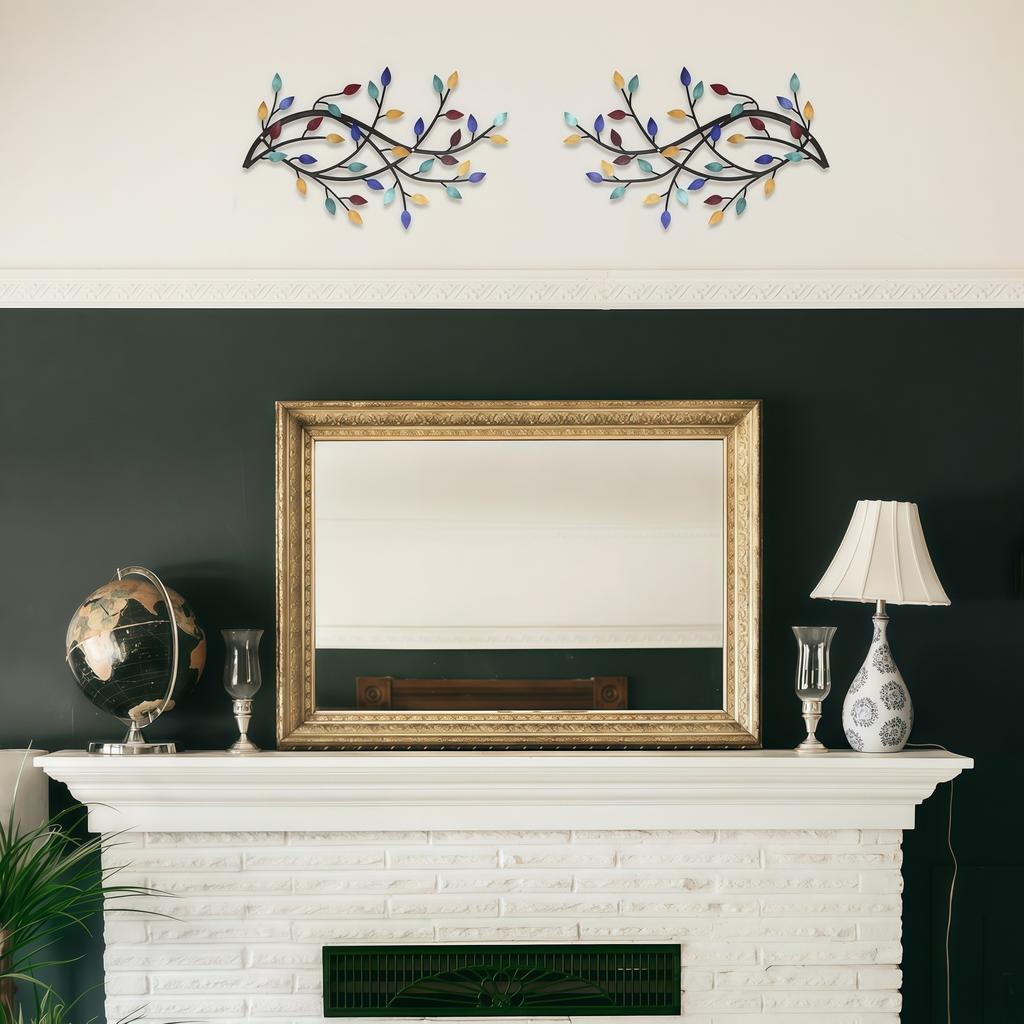 2 Pezzi Decorazione Murale Foglia d'Albero in Metallo Ramo d'Olivo Foglia Arte Murale Soggiorno, Corridoio Decorazione Murale Decorazione Esterna
