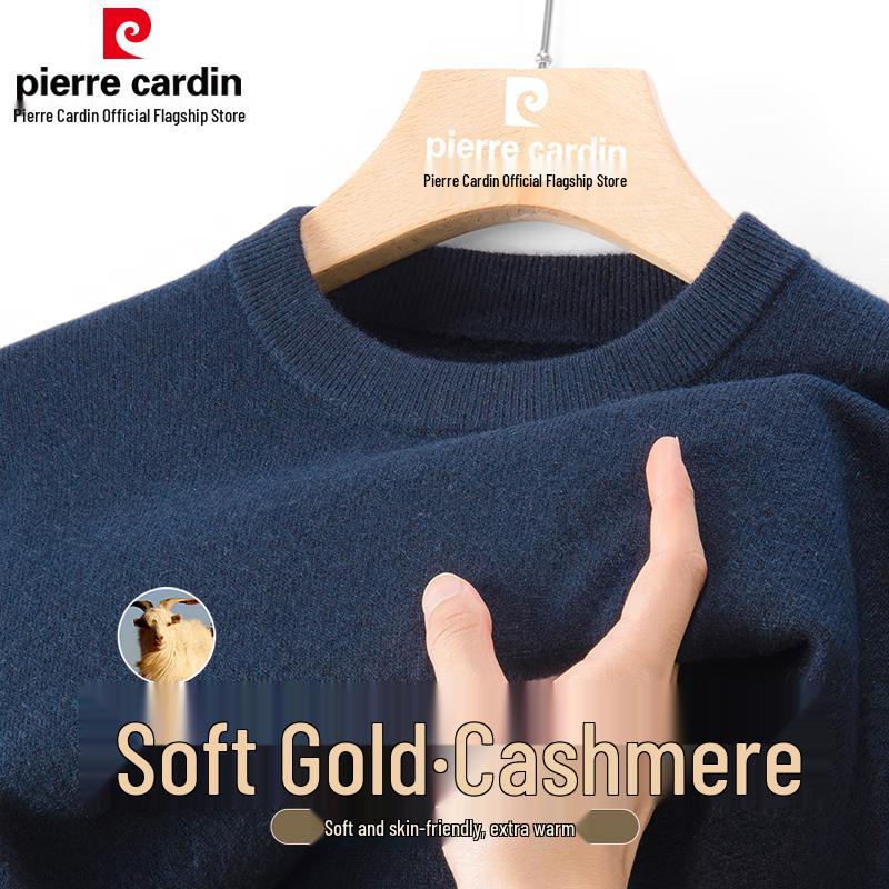 Pánský svetr s kulatým výstřihem z čistého kašmíru Pierre Cardin