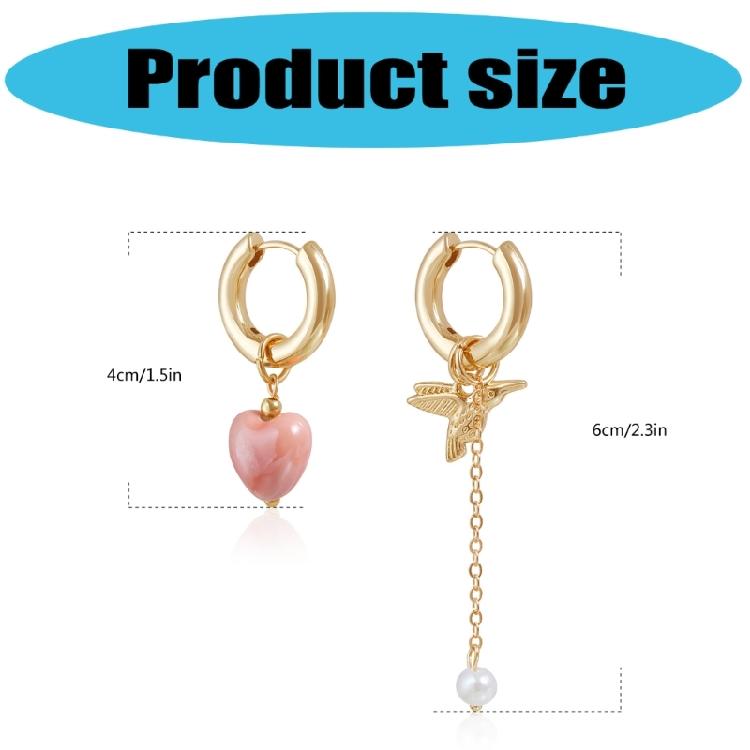 Heart Bird Asymmetrical Earrings Lightweight Comfort Jewelry Suitable for Sensitive Skin Everyday Wear Ear Accessories