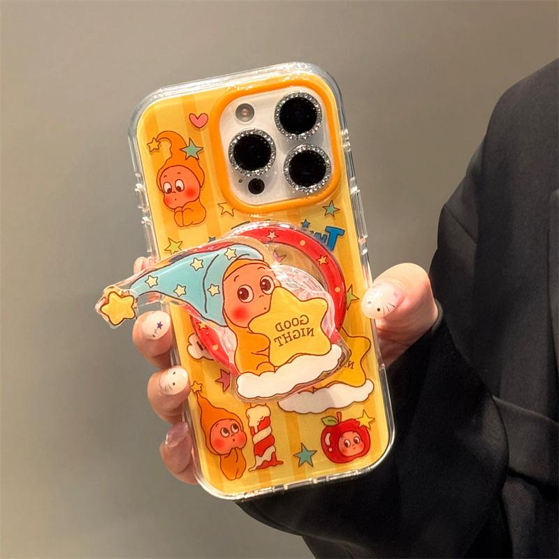Vtipný Roztomilý Hvězda Dítě Magnetický Kryt na Telefon Pro iPhone 16 Pro 14 15 Pro Max Kryt se Stojánkem Nárazuvzdorný Kreslený Ochranné Kryty