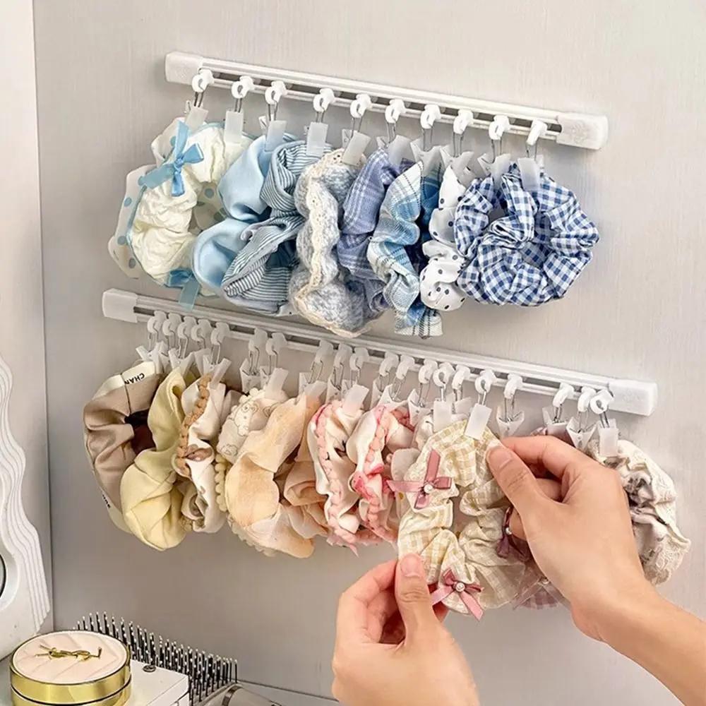 30/40 Clips Hair Accessory Organizer with Slide Rail Wall Mounted Slider Hook Large Capacity Multi-Position