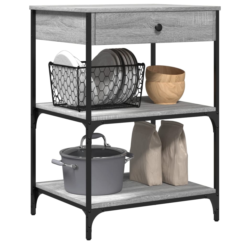 Kitchen Trolley Grey Sonoma 60x48x89.5 cm Particleboard