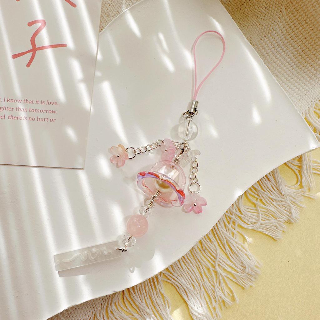Artistic Jellyfish Wind Chime & Glass Lily Pendant: Phone Chain, Car Hanging, Bag Charm, Event Gift.