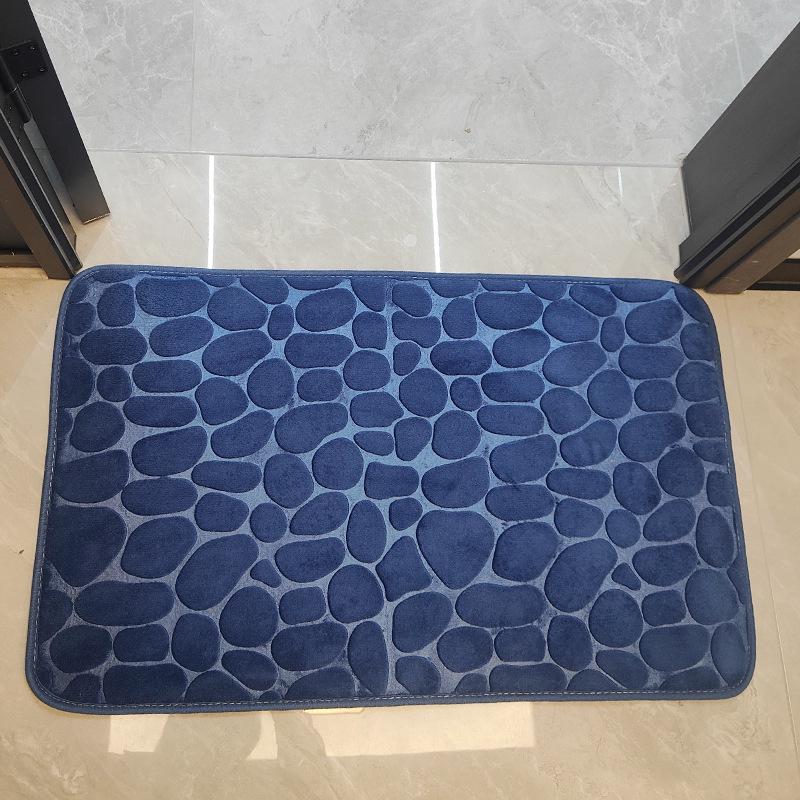 Cross-Border Coral Fleece Embossed Solid Color Stone Bathroom Mat.