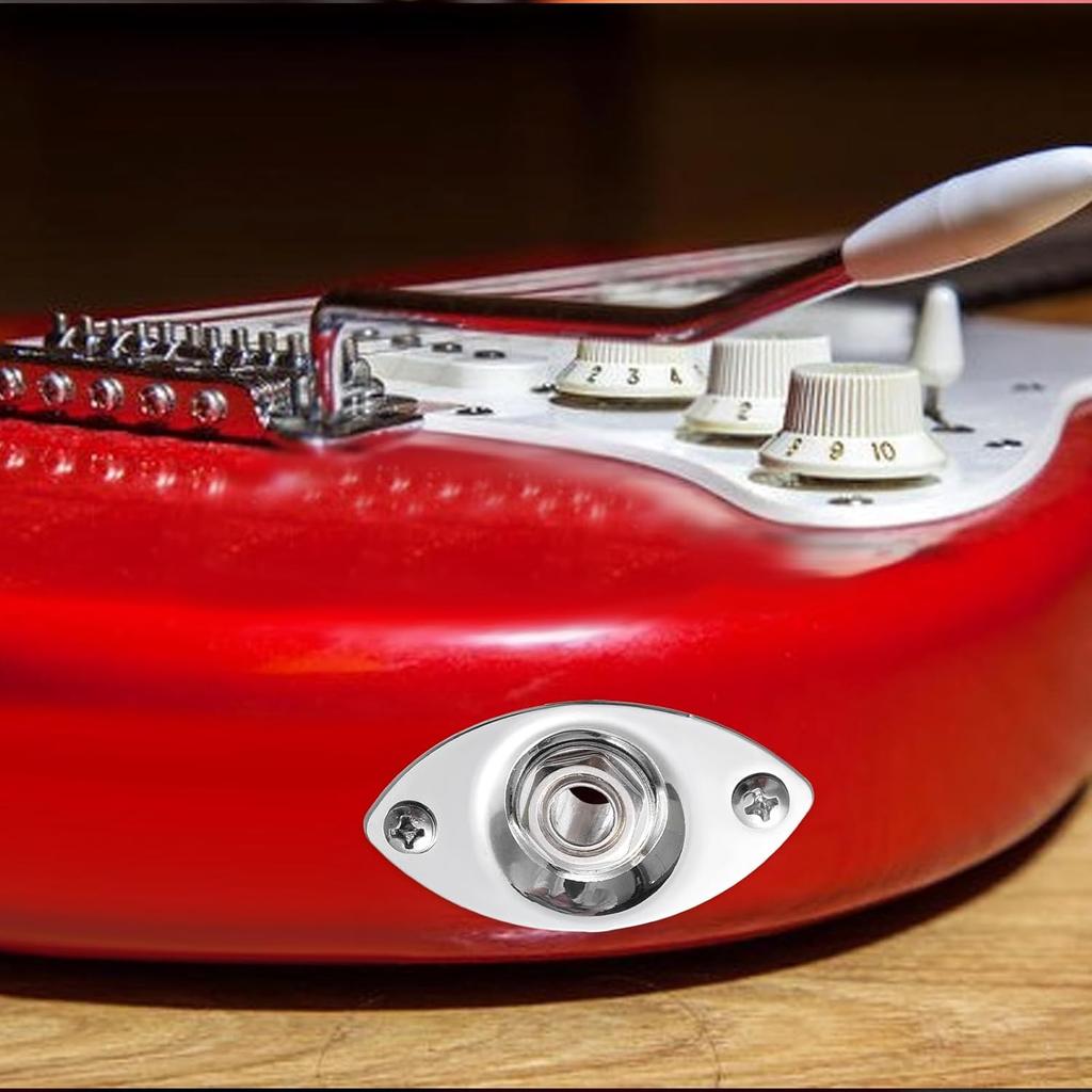 Guitar Output Jack Plate 6.35mm Electric Guitar Input Jack 1/4" Oval Guitar Jack Guitar Jack Plate Output Plug Socket for Mono Electric Guitar