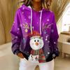 Women's Loose Comfortable Casual Fashion V-Neck Christmas Print Long Sleeve Hoodie