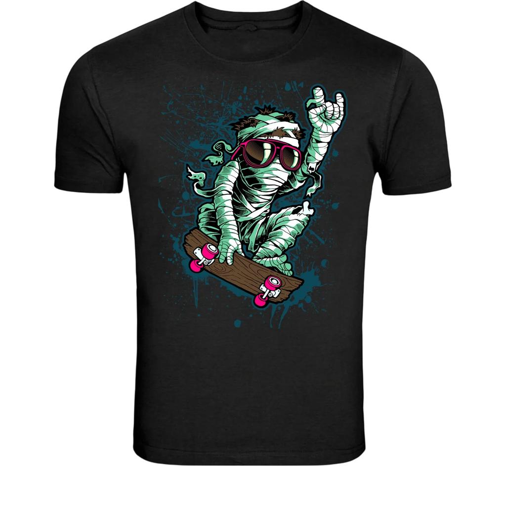 Skateboarding Mummy T-Shirt - Funny Halloween Skater Graphic Tee