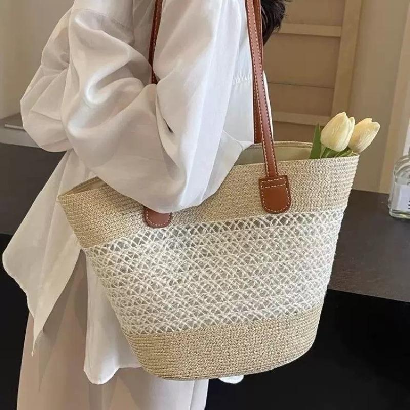 Straw bag women's summer woven bag handbag seaside vacation messenger bag large capacity women's bag tote bag