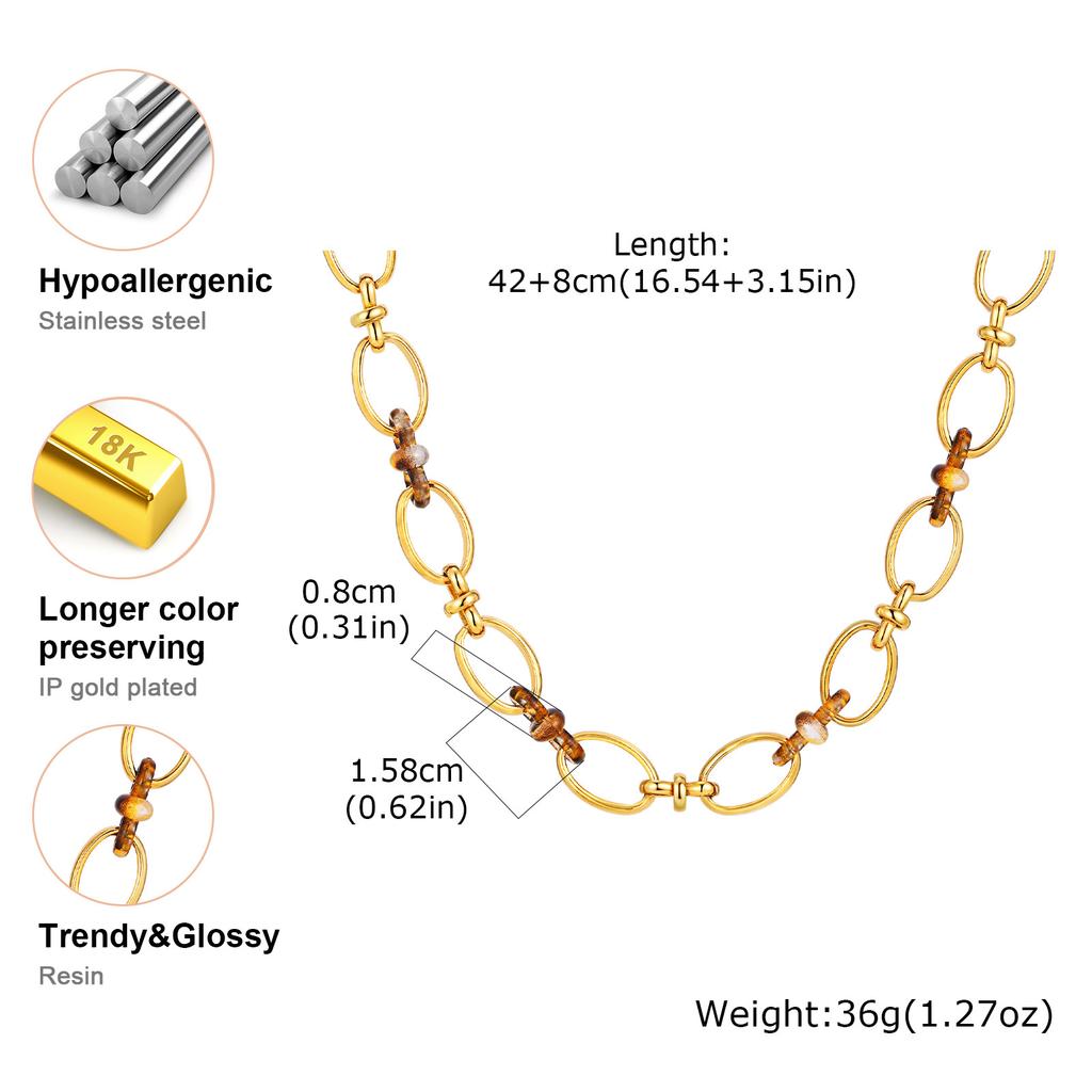 Chunky Chain Bracelet for Women, Adjustable Stainless Steel Thick Link Gold Plated Bracelets, Statement Jewelry Non Tarnish
