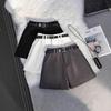Women's Summer Grey High-Waisted A-Line Shorts 2025 - Loose Wide-Leg Casual Trousers