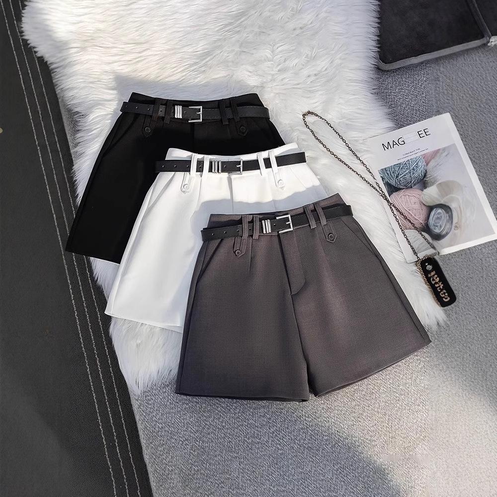 

Women s Summer Grey High-Waisted A-Line Shorts 2025 - Loose Wide-Leg Casual Trousers L