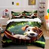 Cute Dog In Hammock with Daisy Bedding Duvet Cover Set (1*Duvet Cover 2*Pillowcases, Without Duvet Insert)