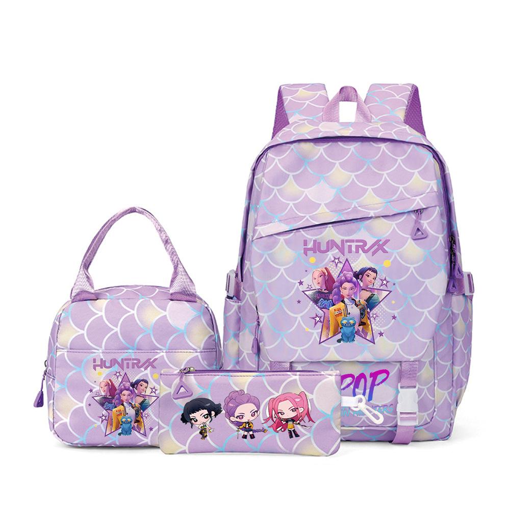 Kpop Demon Hunters, Elementary School Bag, Children'S Backpack, Lunch Bag, Pencil Bag, Three-Piece Set, Student Backpack