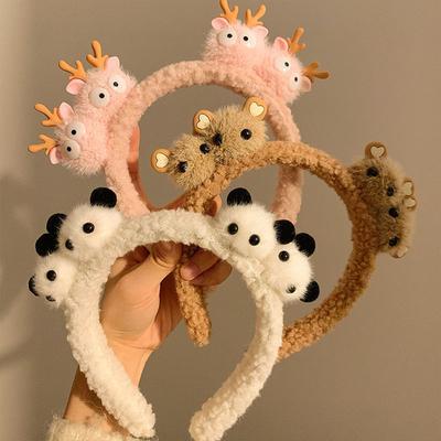 New Funny Cartoon Plush Bear Hair Band for Women Sweet Cute Anti Slip Face Wash Headband Hairpin Girl Hair Accessories
