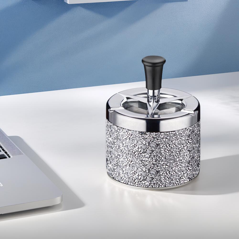 Push Down Ashtray with Lid Spinning Ashtray Windproof Self-Cleaning Ashtray Car Ashtray for Home Office Car