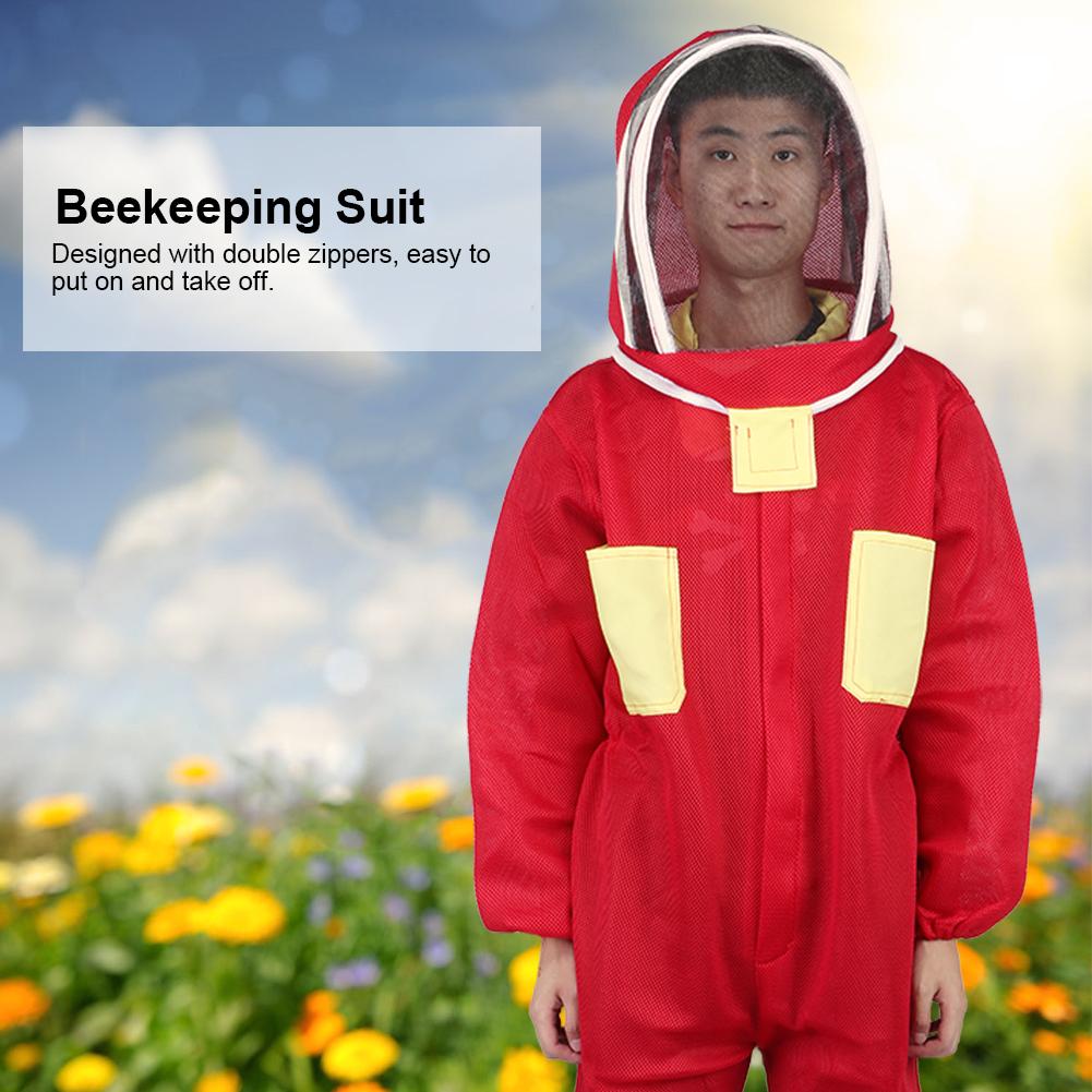 Red Beekeeping Protective Suit with Double Zipper Breathable Bee Suits Accessory for BeekeeperXXL