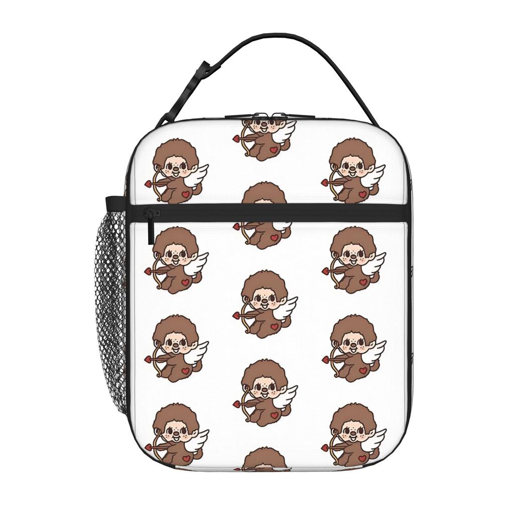 1 Piece Portable Lunch Container Valentine's Day Zipper Closure Durable Pocket M-Monchhichi For Lunch Lunch Box Bag