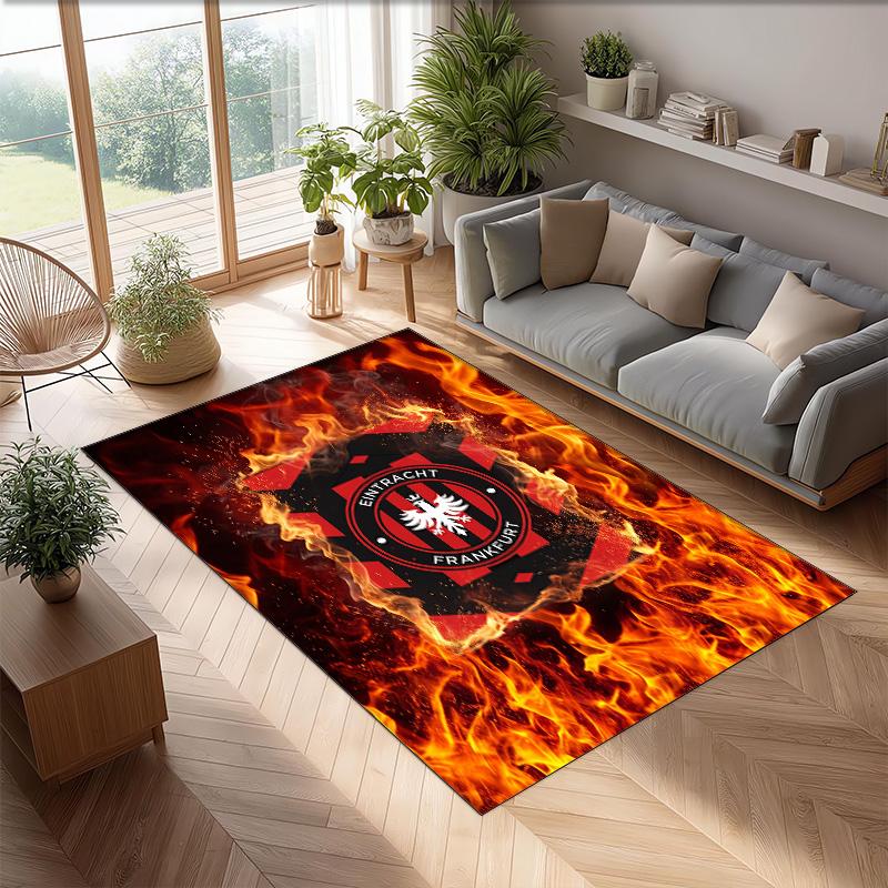 Eintracht Frankfurt Football Print Crystal Velvet Rug, Comfortable Water Absorbent Non Slip Indoor Floor Carpet