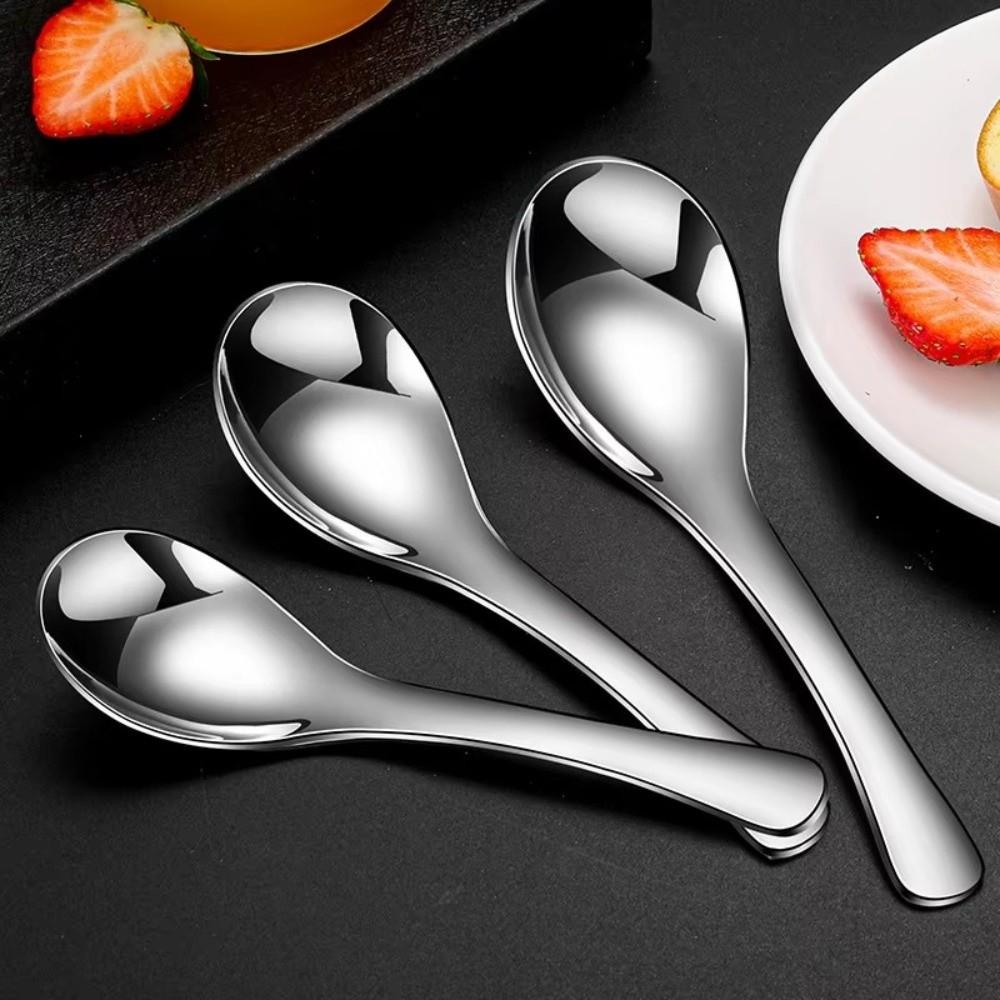 6PCS Thick Stainless Steel Spoons Food-grade Dessert Spoons Durable Soup Spoons  Dining Table