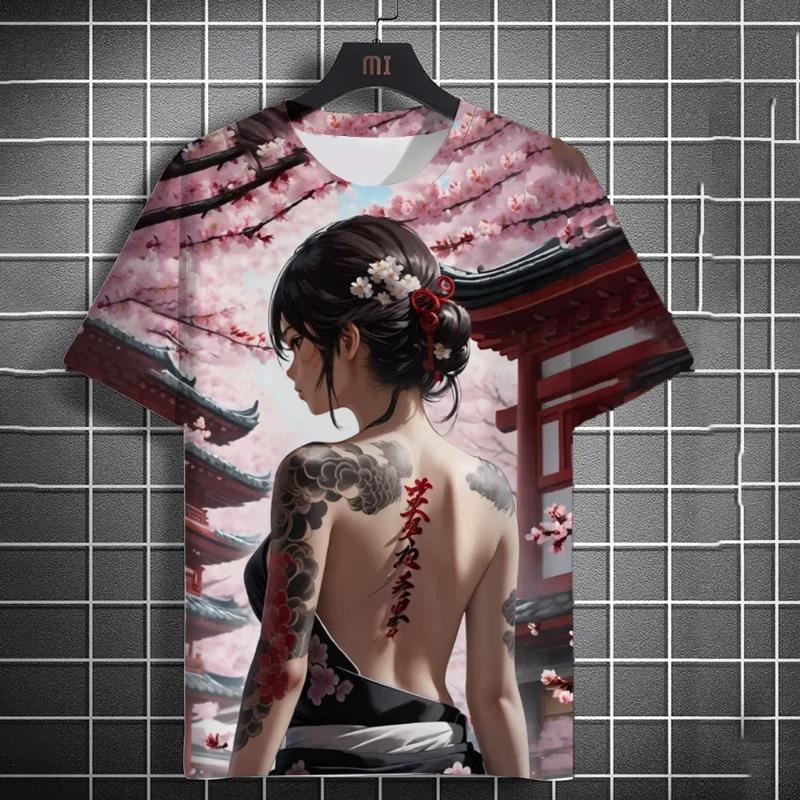 Anime Goddess Back Tattoo Men's T-shirt 3D Printed T-shirt Casual Loose Short Sleeve T-shirt Home Top