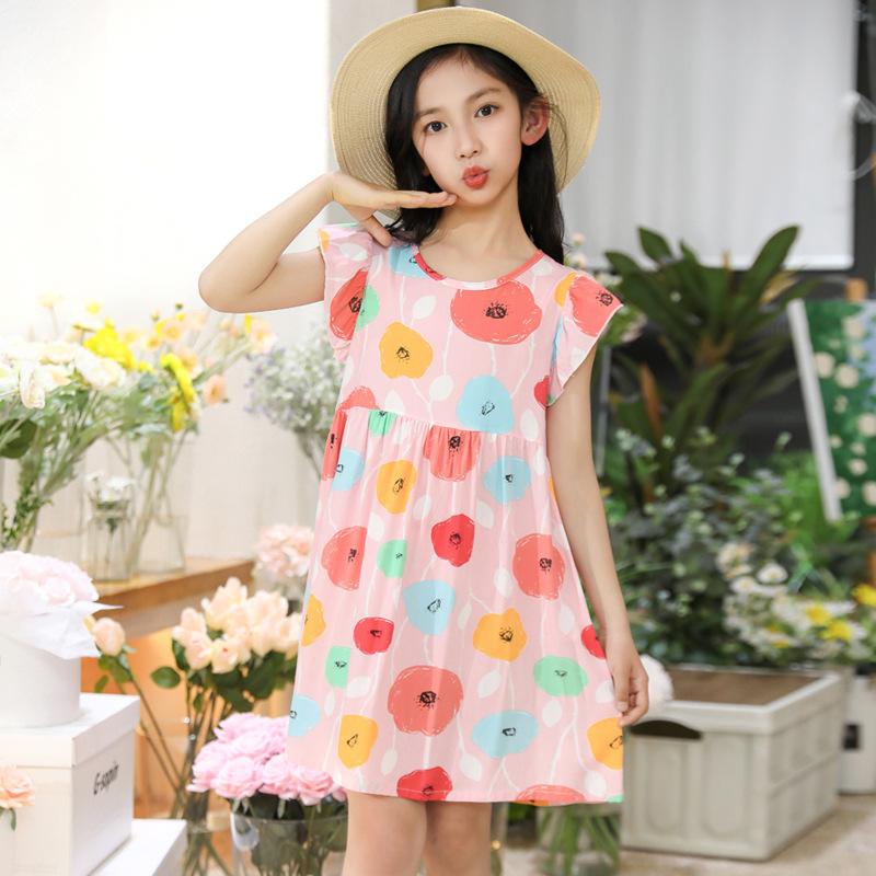 

Платье принцессы для девочек, новое летнее детское платье для девочек, милые детские праздничные костюмы с цветочным принтом, детская одежда 100cm синий/розовый