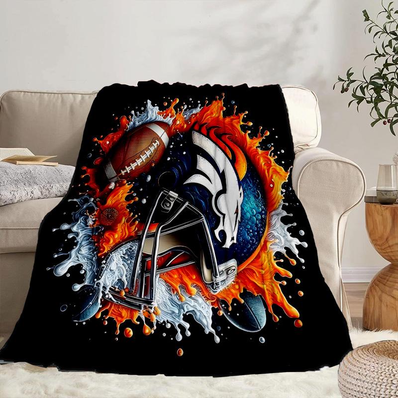 Denver Broncos Coperta Portatile/Coperta Morbida Coperta per Letto Adatta per Viaggi Campeggio Soggiorni Uffici Divani Regali per Fan