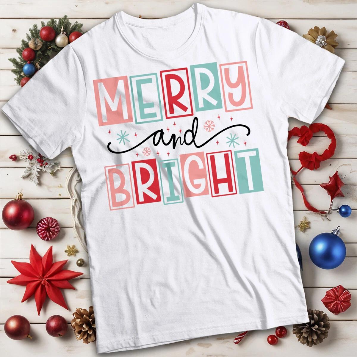 Merry and Bright Christmas T-Shirt Tee 120