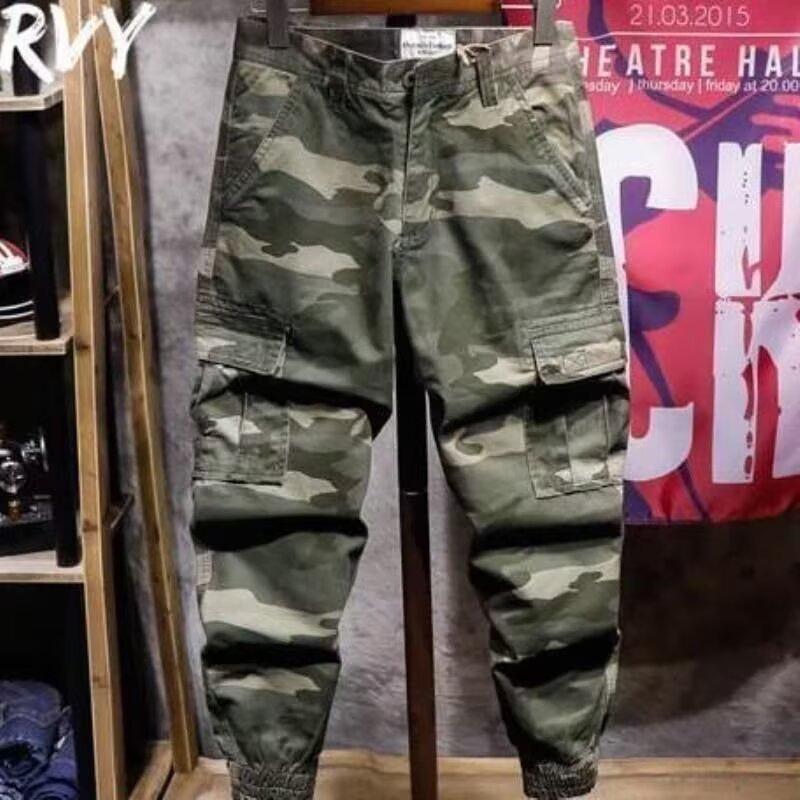 Summer Heavy Camouflage Overalls Men's Pants Loose Outdoor Tied Harlan Pants Sports and Leisure