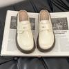 Ji Xiao leather shoes casual Velcro women's imitation leather retro one-pedal platform slippers tide