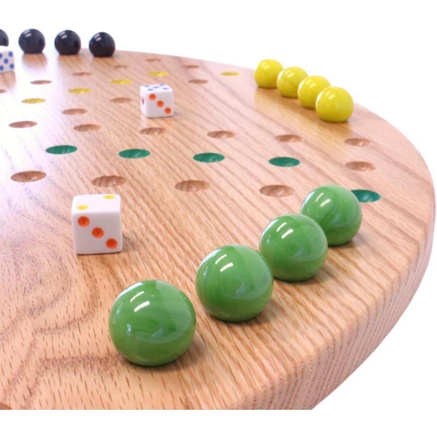 Wahoo Plansza do gry w kulki Zestaw Runda 22 Szerokie Kulki do gry Lity Dąb Dwustronny z Dużymi Kulkami 22mm i Kostkami W zestawie Per