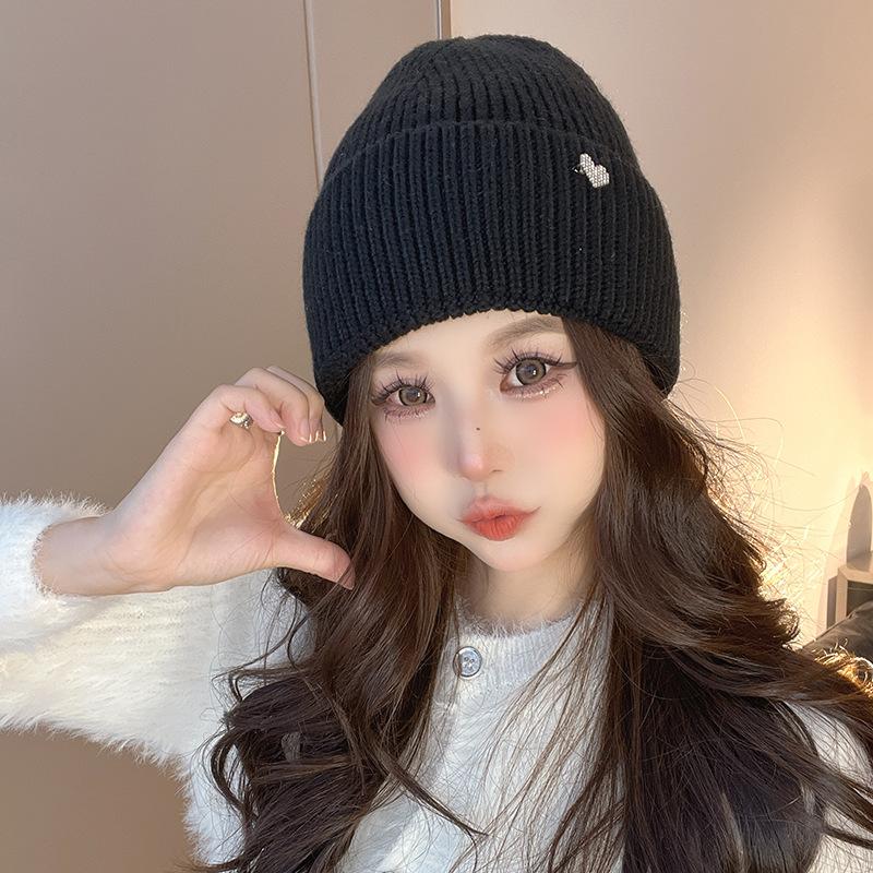 Hats for Women In Autumn and Winter Big Head Circumference Warm Knitted Hat Korean Style Versatile Ear Protection Cold Hat Couple Love Wool Hat