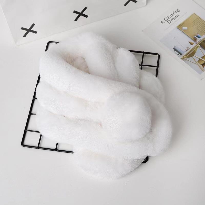Rabbit Fur Scarf Women Winter Warm Soft Furry Scarves Casual Female Lady Outdoor Neck Warmer Collar Snood Gifts For Her 70Cm