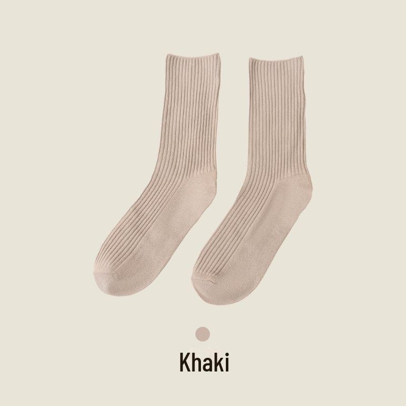 

Весна 2024 г. Модные женские носки средней длины с двойной иглой — простой и универсальный стиль One Size хаки