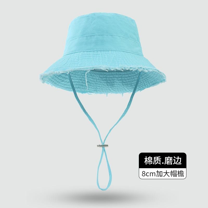 Big eaves rough edge bucket hat high sense foldable casual sunscreen hat pink dopamine sunshade basin hat women