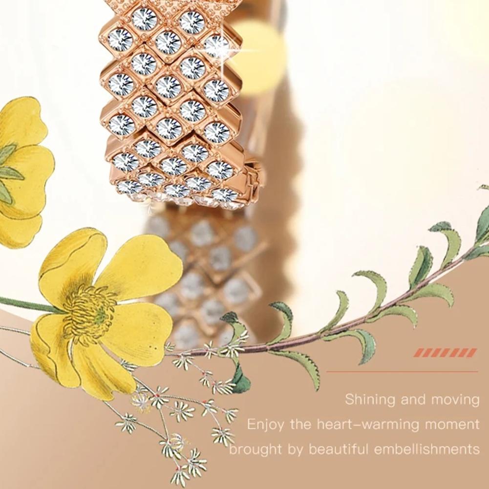 Voll Diamant Quarz Uhr für Damen Mode Quadratisches Zifferblatt mit römischen Ziffern Luxuriös Elegante Damen Kleider Armbanduhr