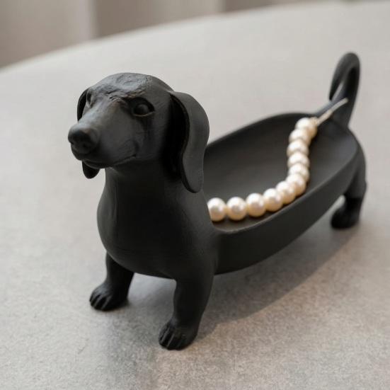 Dackel Geschenk für Hundeliebhaber 3D Gedrucktes Aufbewahrungsfach Schmuck Schlüssel Ohrringe, Kreativer Schreibtisch Schreibtischzubehör Organizer, Tischdekoration Eingangsbereich
