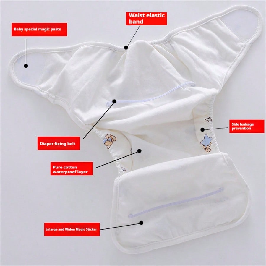 Reusable Breathable Diaper Covers for Boys and Girls, Featuring Leak-proof Barriers and Random Patterns, Suitable for Baby Bath Family Decor Gifts.