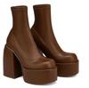 Women's European Punk Chunky Heel Ankle Boots, Waterproof Elastic Platform, Leg-Slimming, Spring/Autumn, Size 43.